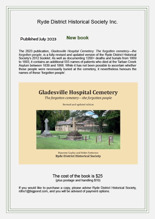 Book on Gladesville Hospital Cemetery